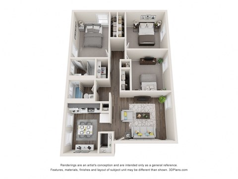 Mableton Ridge apartments in Mableton Georgia photo of three bedroom floorplan.